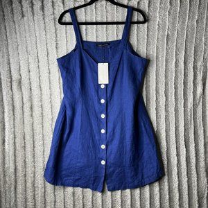 Zara Buttoned V-neck Linen Mini Dress